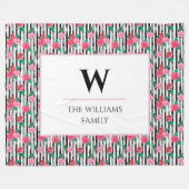 Moderne grafische Waterverf - Floral roze rozen mo Fleece Deken (Voorkant (Horizontaal))