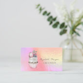 Moderne grafische Waterverf Macaron Holographic Visitekaartje (Staand voorkant)