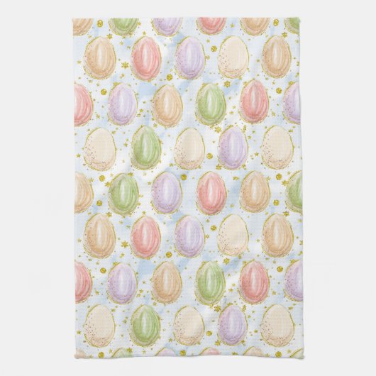 Moderne grafische Waterverf paaseieren Theedoek (Verticaal)
