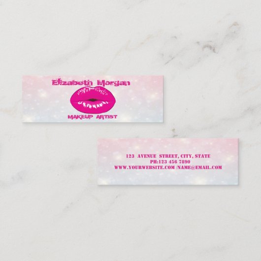 Moderne grafische weergave, lips, Bokeh Mini Visitekaartje (Voorkant / Achterkant)
