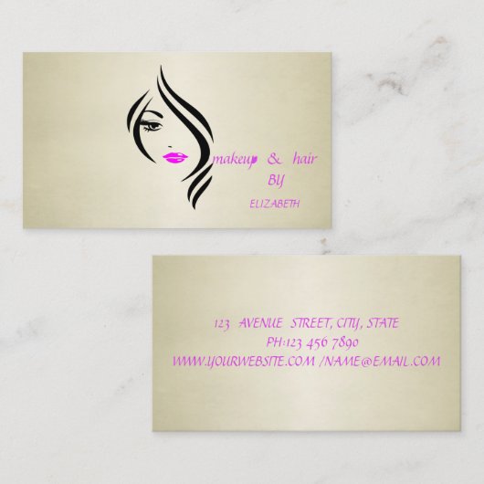 Moderne grafische weergave — Makeup & haar Visitekaartje (Voorkant / Achterkant)
