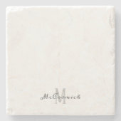 Moderne grafische witte grijze monogram stenen onderzetter (Voorkant)
