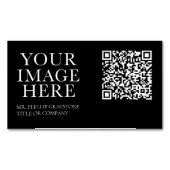 Moderne grafische zwarte en witte QR-code Magnetisch Visitekaartje (Voorkant)