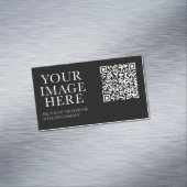 Moderne grafische zwarte en witte QR-code Magnetisch Visitekaartje (Voorbeeld)