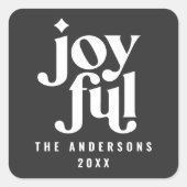 Moderne grafische zwarte typografie kerstvakantie vierkante sticker (Voorkant)