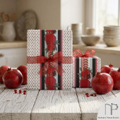 Moderne Granaatappelzaad Streep Cadeaupapier