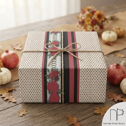 Moderne Granaatappelzaad Streep Cadeaupapier