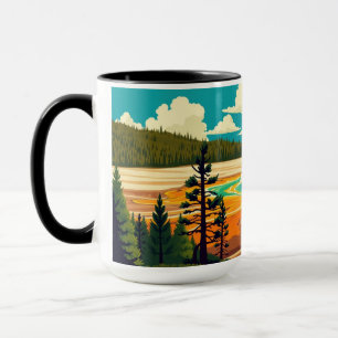 Moderne Grand Prismatic Spring Retro Poster Mok