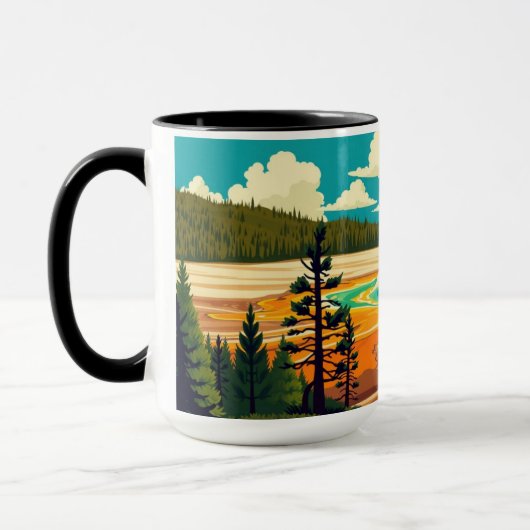 Moderne Grand Prismatic Spring Retro Poster Mok (Links)