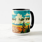 Moderne Grand Prismatic Spring Retro Poster Mok (Voorkant rechts)
