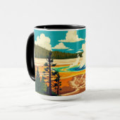 Moderne Grand Prismatic Spring Retro Poster Mok (Voorkant links)