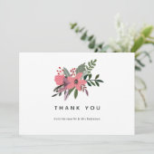 Moderne grandeur pruim en roze bloemen bedankkaart (Staand voorkant)