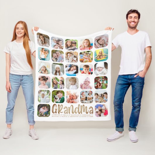 Moderne GRANDMA 27 Fotocollage Gepersonaliseerd Wi Fleece Deken (In situ)