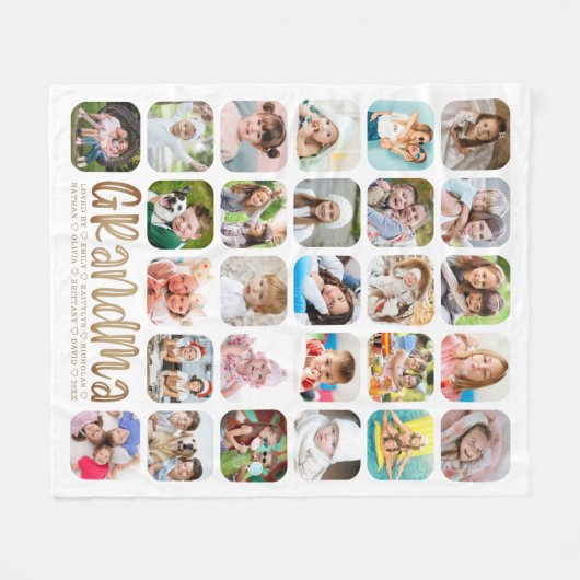 Moderne GRANDMA 27 Fotocollage Gepersonaliseerd Wi Fleece Deken (Voorkant (Horizontaal))
