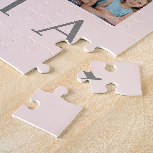 Moderne GRANDMA Photo Collage Script Message Pink Legpuzzel (Zijkant)