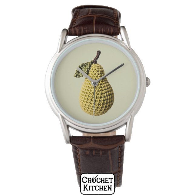 Moderne Granny Geel Groen Haak Pear Fruit Horloge (Creator heeft geüpload)