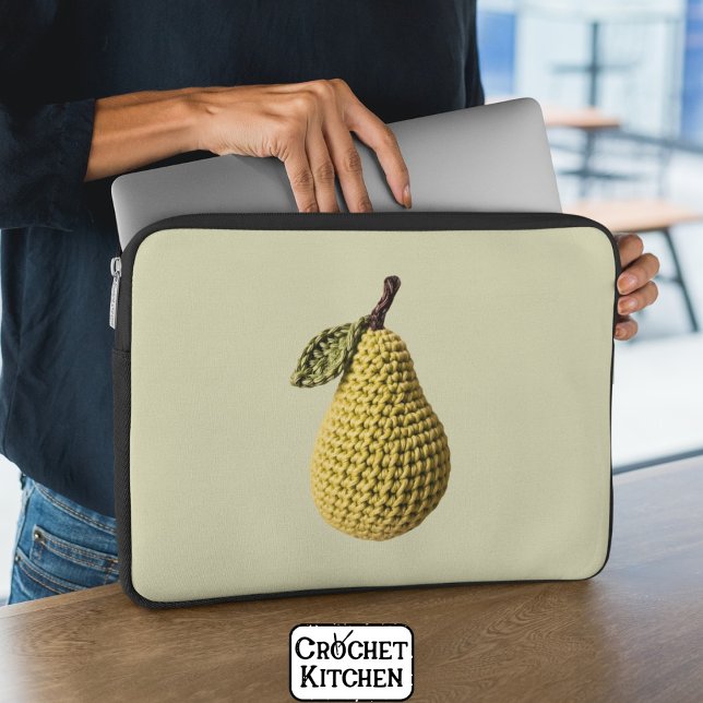 Moderne Granny Geel Groen Haak Pear Fruit Laptop Sleeve (Creator heeft geüpload)