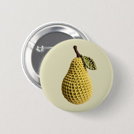 Moderne Granny Geel Groen Haak Pear Fruit Ronde Button 5,7 Cm (Voorkant /achterkant)
