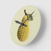 Moderne Granny Geel Groen Haak Pear Fruit Ronde Klok (Hoek)