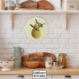 Moderne Granny Geel Groen Haak Pear Fruit Ronde Klok