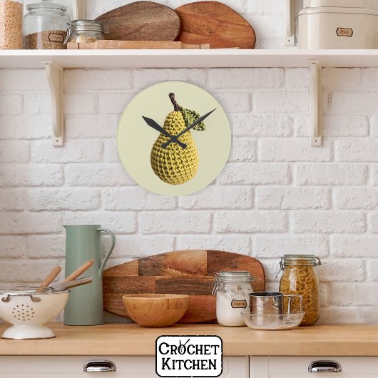 Moderne Granny Geel Groen Haak Pear Fruit Ronde Klok