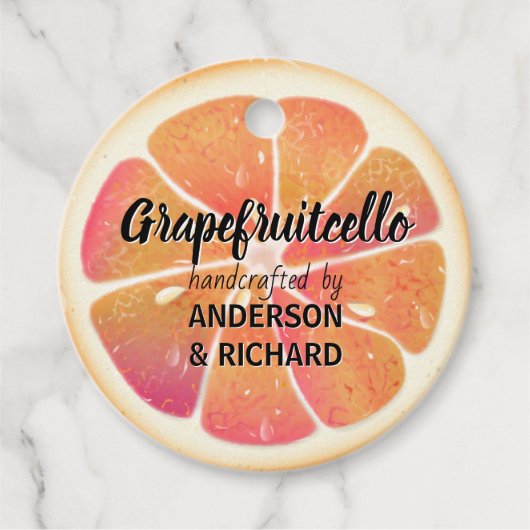 Moderne Grapefruit Fruit Grapefruitcello Bedankjes Labels (Voorkant)