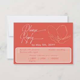 Moderne grapefruit rode aanwezigheid & Maaltijdkeu RSVP Kaartje