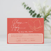 Moderne grapefruit rode aanwezigheid & Maaltijdkeu RSVP Kaartje (Staand voorkant)