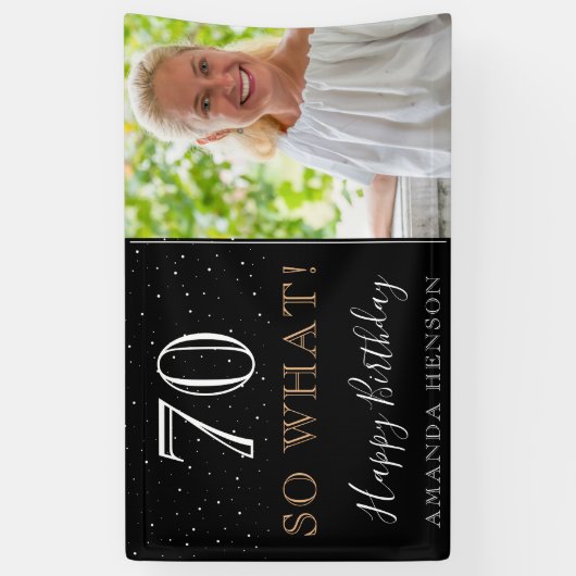 Moderne Grappige 70 Dus wat 70e verjaardag foto Spandoek (Verticaal)