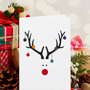 Moderne grappige abstracte Kerst rendier op wit Feestdagen Kaart