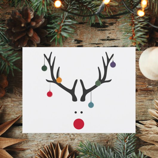 Moderne grappige abstracte Kerst rendieren op wit Feestdagenkaart