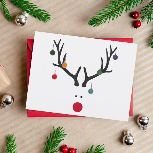 Moderne grappige abstracte Kerst rendieren op wit Feestdagenkaart