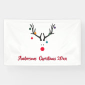 Moderne grappige abstracte Kerst rendieren op wit Spandoek (Horizontaal)