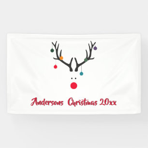 Moderne grappige abstracte Kerst rendieren op wit Spandoek