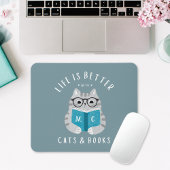 Moderne grappige boekenliefhebber Monogrammed Muismat