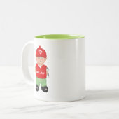 Moderne grappige cartoon tweekleurige koffiemok (Voorkant links)
