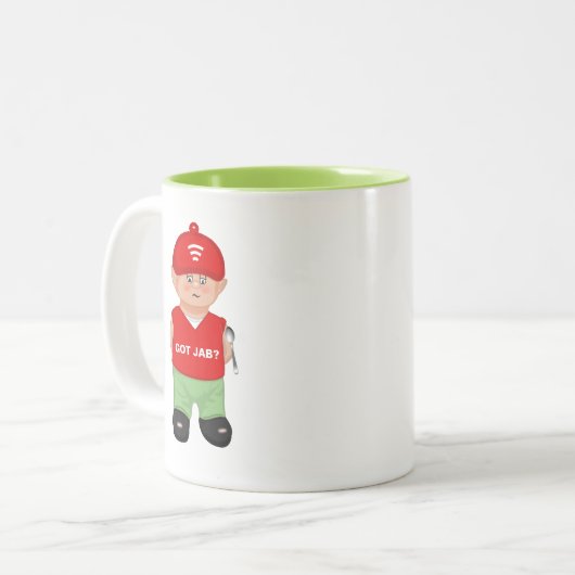 Moderne grappige cartoon tweekleurige koffiemok (Voorkant links)