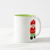Moderne grappige cartoon tweekleurige koffiemok (Voorkant rechts)