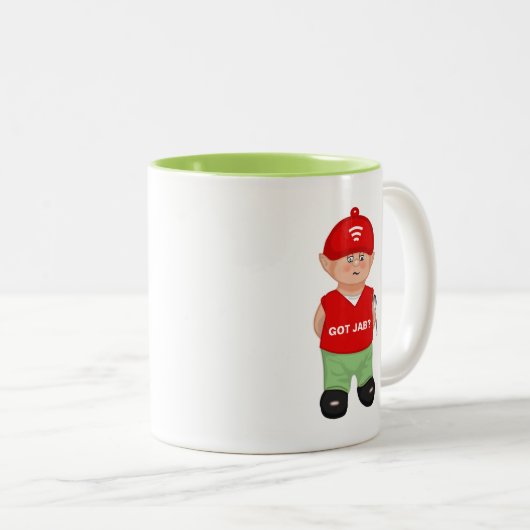 Moderne grappige cartoon tweekleurige koffiemok (Voorkant rechts)