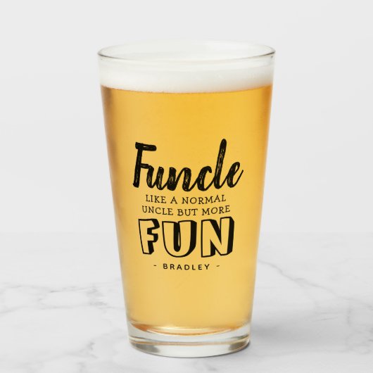Moderne Grappige Citaat 'Funcle' | Gepersonaliseer Glas (Voorkant gevuld)