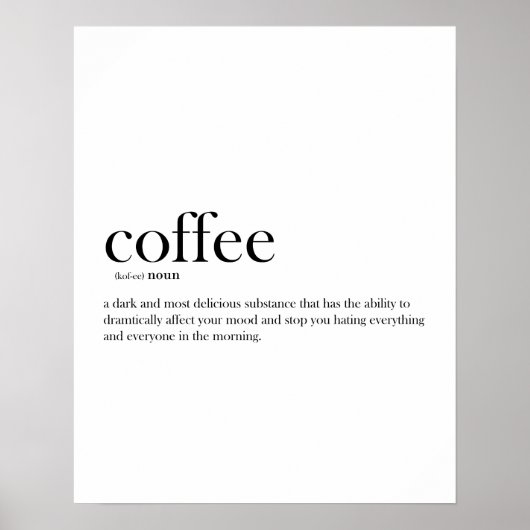 Moderne, grappige Coffee-definitie typografie Poster (Voorkant)