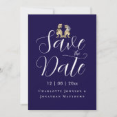 Moderne Grappige Dinosaurus Bruiloft Foto Save The Date (Voorkant)