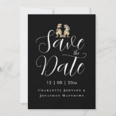 Moderne Grappige Dinosaurus Bruiloft Foto Save The Date (Voorkant)