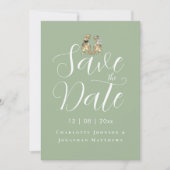 Moderne Grappige Dinosaurus Bruiloft Foto Save The Date (Voorkant)