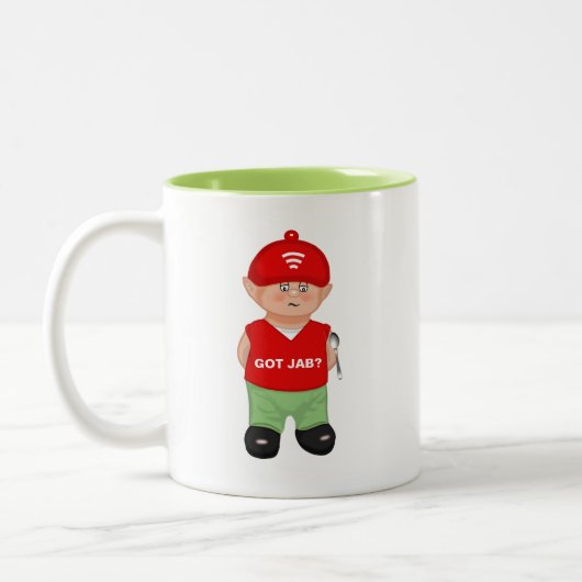 Moderne grappige geprikkelde cartoon tweekleurige koffiemok (Links)