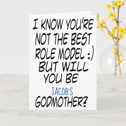 Moderne Grappige Godmother Voorstel Foto Kaart (Gele Bloem)