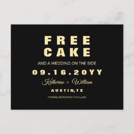 Moderne Grappige Gratis Cake Bruiloft Save the Dat Aankondigingskaart