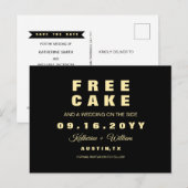 Moderne Grappige Gratis Cake Bruiloft Save the Dat Aankondigingskaart (Voorkant / Achterkant)