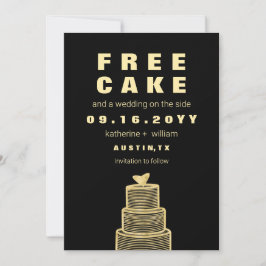 Moderne Grappige Gratis Cake Nep Goud Folie Bruilo Save The Date
