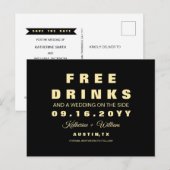 Moderne Grappige Gratis Drankjes Trouwdag Save the Aankondigingskaart (Voorkant / Achterkant)